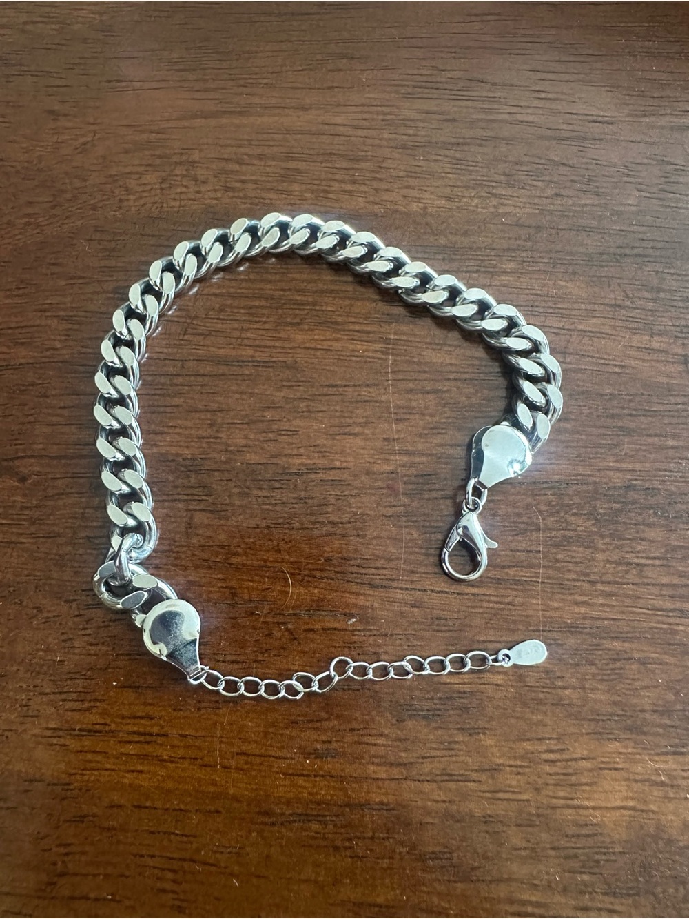 Men’s Silver Chain Link Bracelet with Lobster Clasp